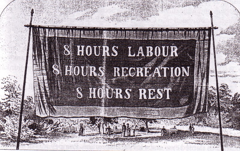 "Trade Union Banner," wood engraving, The Australasian Sketcher, June 14, 1873